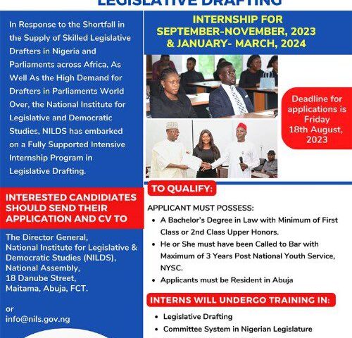 NILDS Invites Applications for Internship in Legislative Drafting.