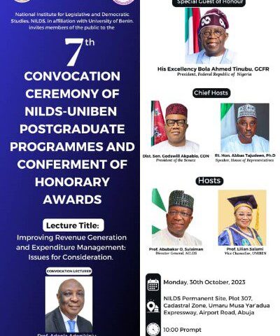 7th Convocation Ceremony of NILDS-UNIBEN Postgraduate Programmes and Conferment of Honourary Awards.